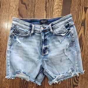 Judy Blue Women's Light Blue Frayed Jean Shorts Size XL
